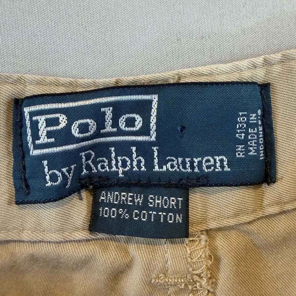 Polo Ralph Lauren Andrew Short Mens 33 Tan Khaki Pleated Cotton Chino Shorts